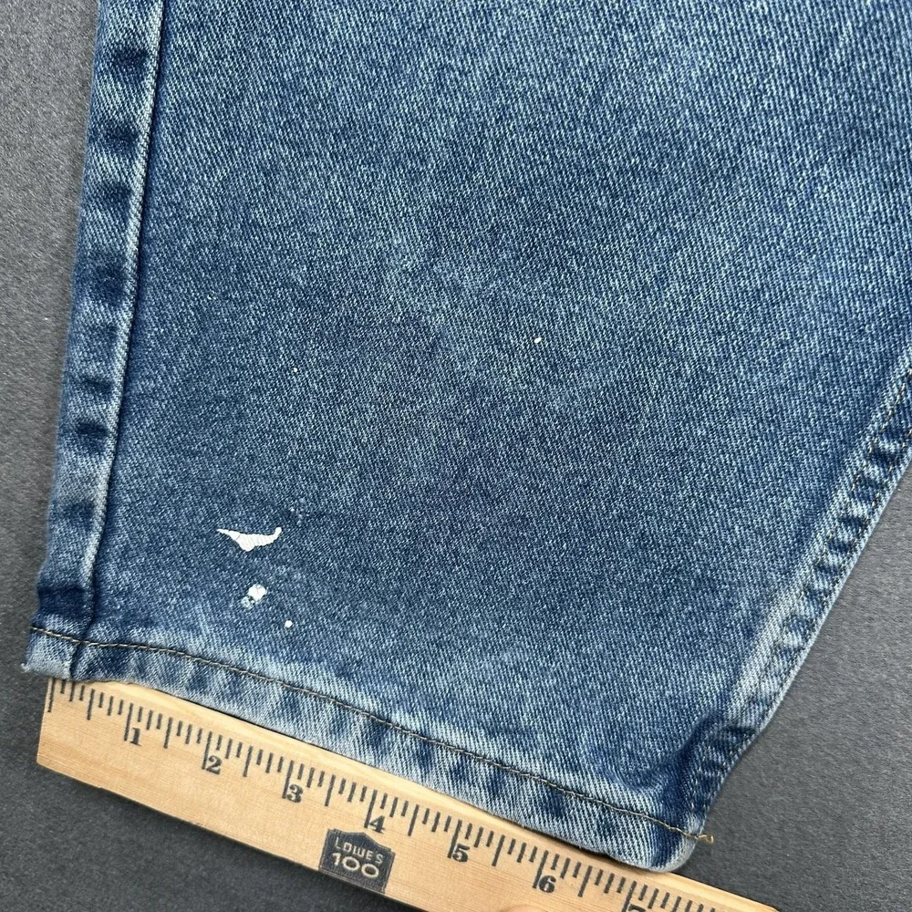 Wrangler Jeans Mens 35x32 Blue Denim Straight‎ Leg Relaxed Fit Distressed Retro